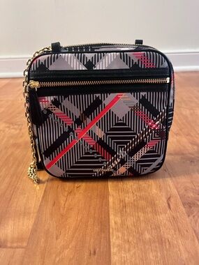 Vera Bradley Black Plaid Crossbody with Red Accents